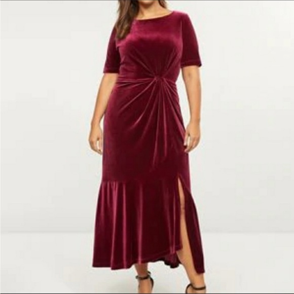 Lane Bryant Dresses & Skirts - LANE BRYANT UEC Women’s 14/16 Red Burgundy Velvet Holiday Dress Festive Holiday